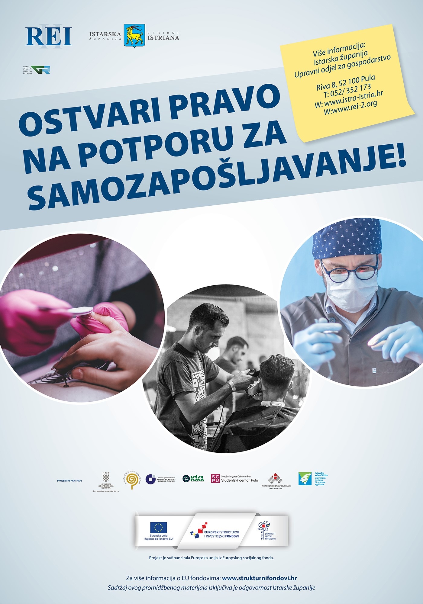 Javni poziv za dodjelu potpora male vrijednosti u svrhu samozapošljavanja nezaposlenih osoba u Istarskoj županiji